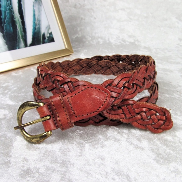 Vintage Accessories - Vintage braided cherry red leather belt